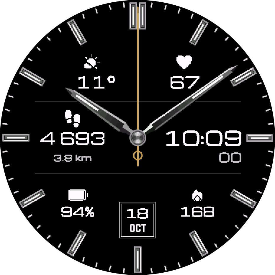 Losena with a gold second hand and icons